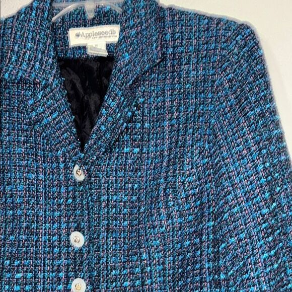 Appleseed’s Blue Textured Tweed Blazer with Notched Lapels - Picture 4 of 13